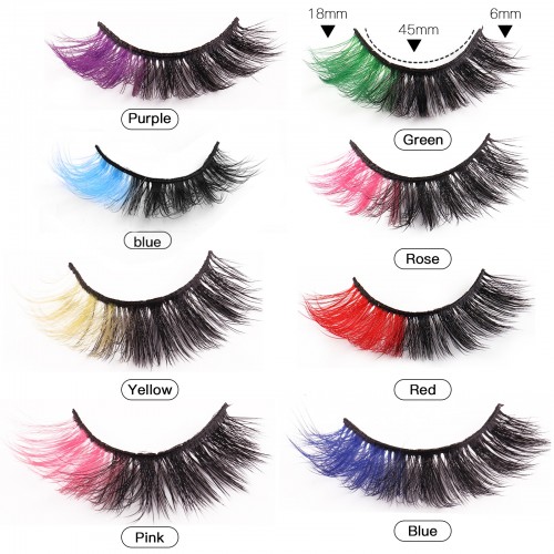 8 Pairs Colored Eyelashes 22mm Fluffy False Eyelashes Cat Eye Look Colorful Strip Lashes Extensions