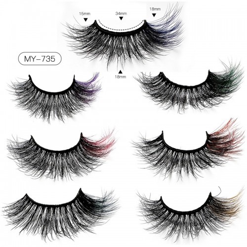 7 Pairs Colored False Eyelashes D Curl Mink Lashes Natural Look Fluffy Eyelashes Thin Strip Eyelashes Extension For Stage & Party Use 6D Volume Cat Eye Lashes Pack With Color