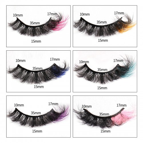 Colored Eyelashes, Cat Eye Lashes Wispy 3D Faux Mink Lashes Fluffy Colorful False Eyelashes ,Christmas Cosplay Lashes Like Extensions,C Curling Lashes Strips 2/3/5 Pairs