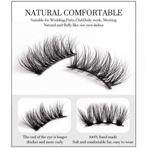 Magnetic Eyelashes 4 Pairs Reusable False Lashes 3D Natural Fluffy Lashes Extension Cat Eye Style Lashes Reusable And No Glue Needed