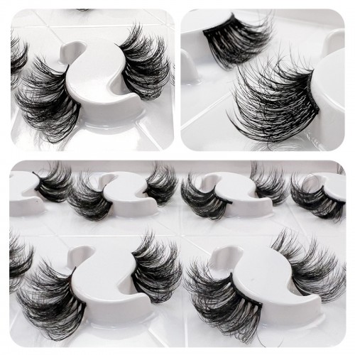 Natural Half Eyelashes , 3D Cat Eye Wispy Manga Eyelashes , C Curling Lightweight False Eyelashes 8 Pairs