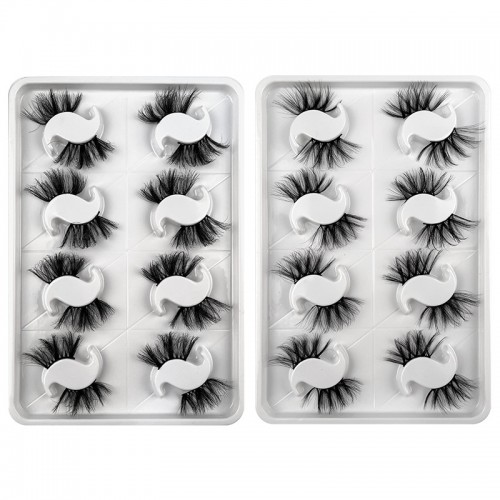 Natural Half Eyelashes , 3D Cat Eye Wispy Manga Eyelashes , C Curling Lightweight False Eyelashes 8 Pairs