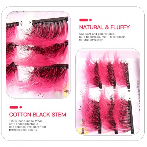 Colored Cat Eye False Eyelashes Fluffy Natural Long And Thick False Eye Lashes With Color Ladies Makeup Essentials For Party Festival Concerts Cosplay 3 Pairs