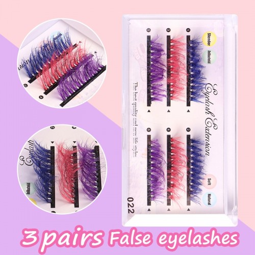 Colored Cat Eye False Eyelashes Fluffy Natural Long And Thick False Eye Lashes With Color Ladies Makeup Essentials For Party Festival Concerts Cosplay 3 Pairs