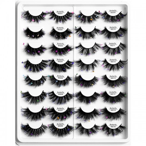 Glitter Lashes Dramatic Colored False Eyelashes Fairy Manga Decoration Eye Lashes For Halloween Christmas Cosplay Masquerade Makeup Lashes 1 Pair