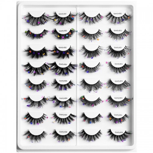 Glitter Lashes Dramatic Colored False Eyelashes Fairy Manga Decoration Eye Lashes For Halloween Christmas Cosplay Masquerade Makeup Lashes 1 Pair