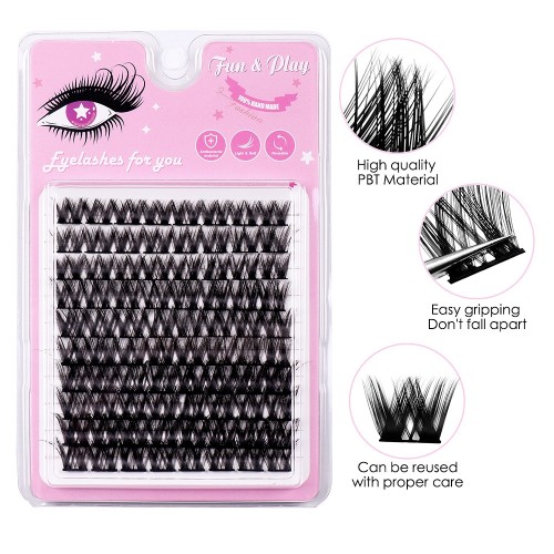 80 Pcs Natural Cluster False Eyelashes, Cat Eye Lashes, D Curling, Faux Mink False Eyelashes, Reusable False Eyelashes, DIY Segmented False Eyelashes