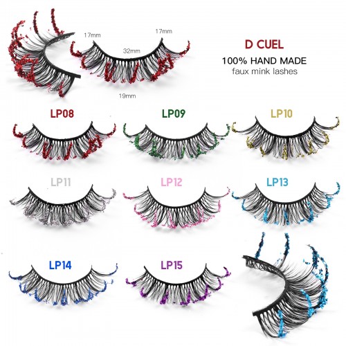 Glitter Lashes Dramatic Colored False Eyelashes Fairy Manga Decoration Eye Lashes For Christmas Cosplay Masquerade Makeup Lashes