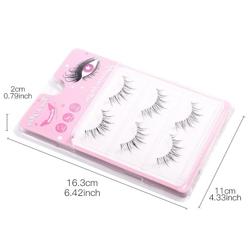 Cat Eye Eyelashes 3 Pairs Fluffy Dramatic Faux Mink Lashes Natural False Eyelashes Handmade Natural Look Fox Lashes Angle Wings Fake Lashes