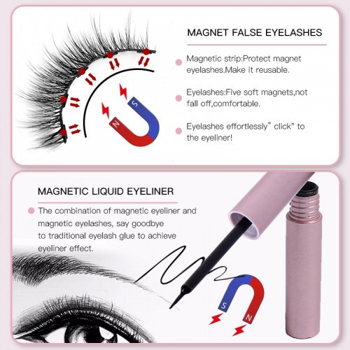 3 pairs Magnetic Cat Eye Eyelashes Set with Eyeliner Pen and Tweezers - Glue Free and Self Adhesive for Long-Lasting and Natural Look