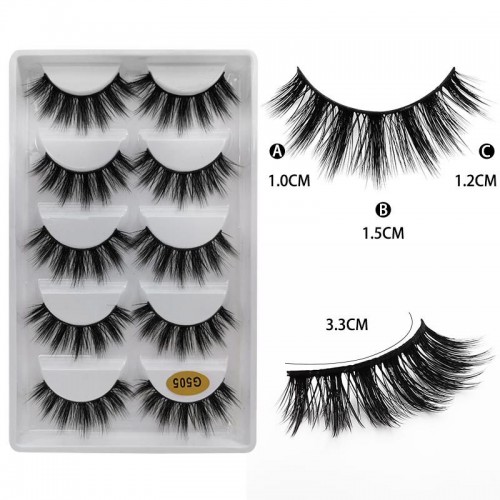 Natural Eyelashes, Slim Faux Mink Eyelashes, 3D Cat Eye Eyelashes Set, 5 Pairs Strip False Eyelashes