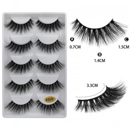 Natural Eyelashes, Slim Faux Mink Eyelashes, 3D Cat Eye Eyelashes Set, 5 Pairs Strip False Eyelashes