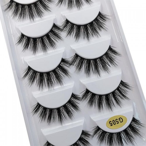 Natural Eyelashes, Slim Faux Mink Eyelashes, 3D Cat Eye Eyelashes Set, 5 Pairs Strip False Eyelashes