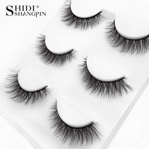 Natural Eyelashes, Slim Faux Mink Eyelashes, 3D Cat Eye Eyelashes Set, 3 Pairs Strip False Eyelashes