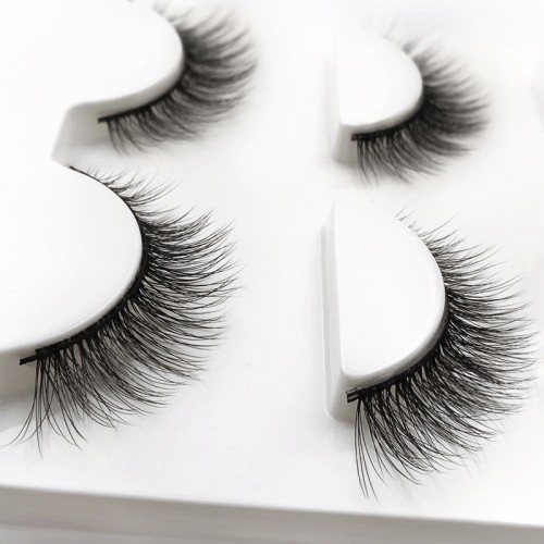 Natural Eyelashes, Slim Faux Mink Eyelashes, 3D Cat Eye Eyelashes Set, 3 Pairs Strip False Eyelashes