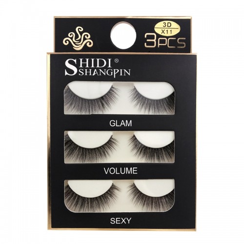 Natural Eyelashes, Slim Faux Mink Eyelashes, 3D Cat Eye Eyelashes Set, 3 Pairs Strip False Eyelashes