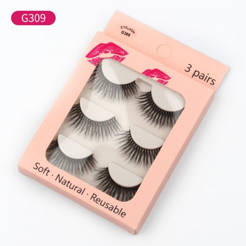 3 Pairs Cat Eye Lashes, Natural Fluffy Eyelashes Makeup Soft Faux Mink False Eyelashes Thick Handmade Volume Lashes Natural Fake Lash Makeup Tool