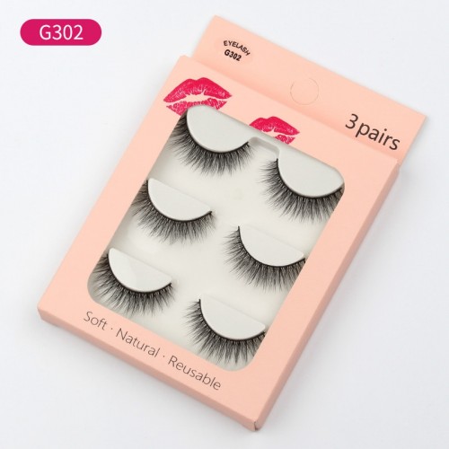 3 Pairs Cat Eye Lashes, Natural Fluffy Eyelashes Makeup Soft Faux Mink False Eyelashes Thick Handmade Volume Lashes Natural Fake Lash Makeup Tool