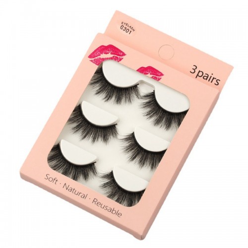 3 Pairs Cat Eye Lashes, Natural Fluffy Eyelashes Makeup Soft Faux Mink False Eyelashes Thick Handmade Volume Lashes Natural Fake Lash Makeup Tool