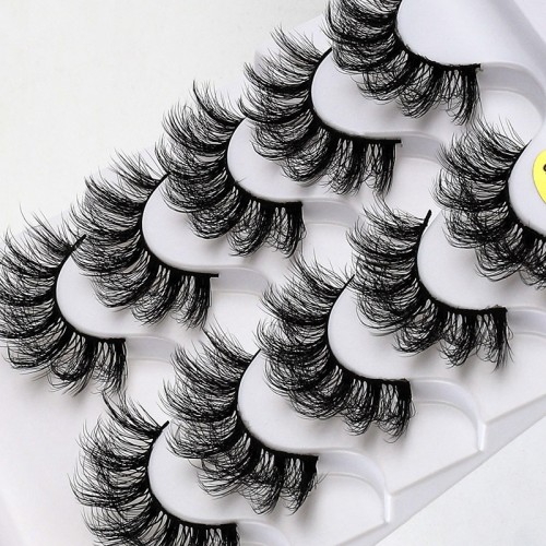 Natural Eyelashes, Slim Faux Mink Eyelashes, 3D Cat Eye Eyelashes 5 Pairs Strip False Eyelashes