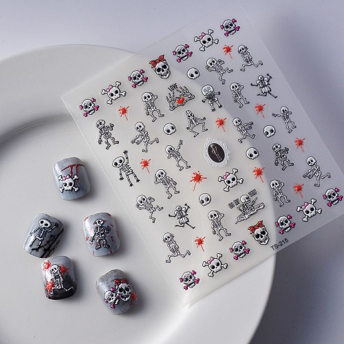 5D Embossed Halloween Fun Nail Art Decals Manicure Designs, Peels & Stick, Salon Effects